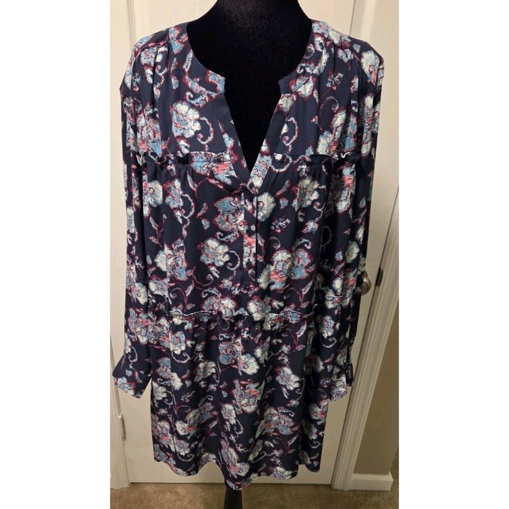 The Pioneer Woman Boho Shift Dress Multi-Color  Floral W/ Navy Base - Size XXL
